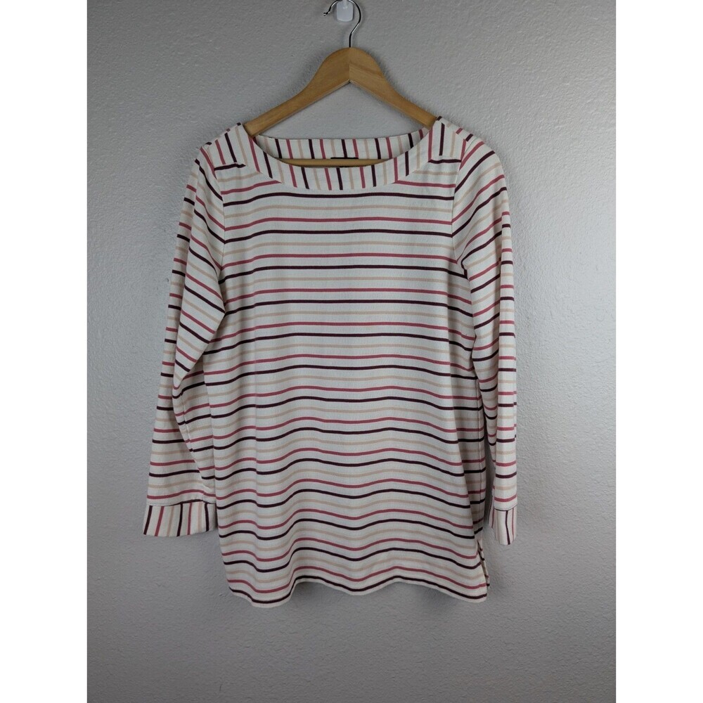 Talbots White Red Striped Long Sleeve Bateau Shirt‎